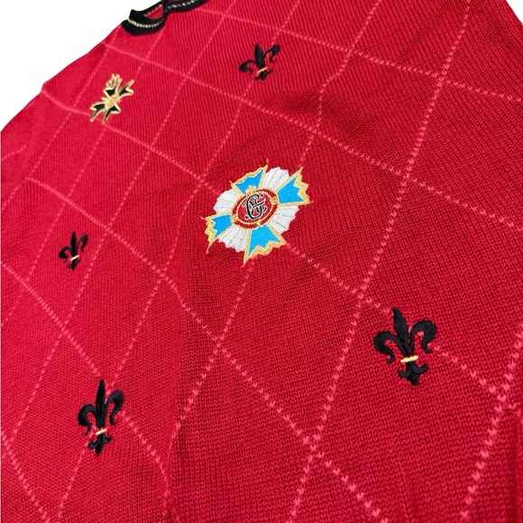 🎄✨ Herman Geist Wool Embroidered Argyle Sweater Medium ✨🎄 - Picture 2 of 6
